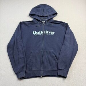 Quiksilver Zip Up Hoodie Navy Blue Surf Skate Y2K Sweatshirt